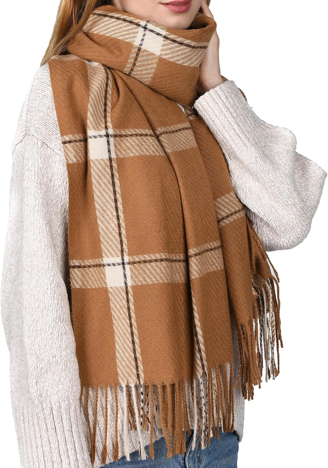 FURTALK Winter Scarf for Women Oversized Plaid Tassel Shawl Wrap | Amazon (US)