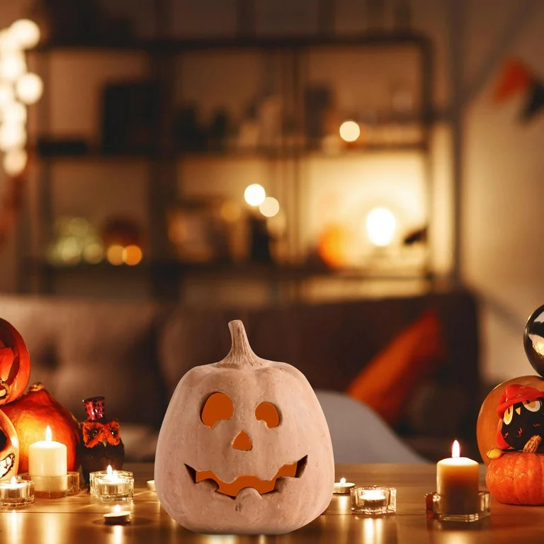 Hallowmas Handcrafted Jack-O'-Lantern, Artisanal Kiln-Fired Terracotta Pumpkin with Hand-Carved D... | Walmart (US)