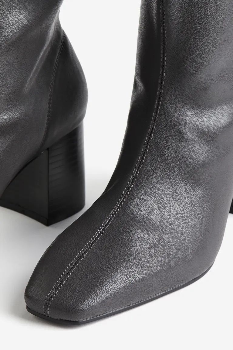 Heeled boots - Dark grey - Ladies | H&M GB | H&M (UK, MY, IN, SG, PH, TW, HK)