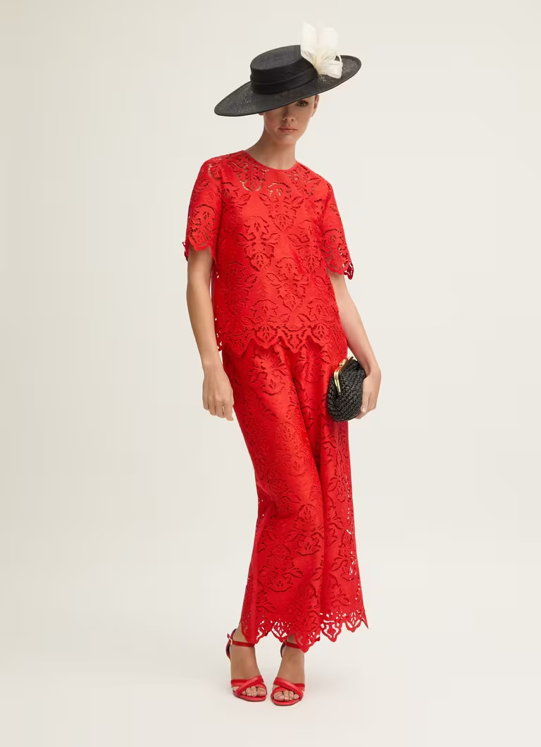 Grace Aurora Red Lace Trousers | L.K. Bennett (UK)