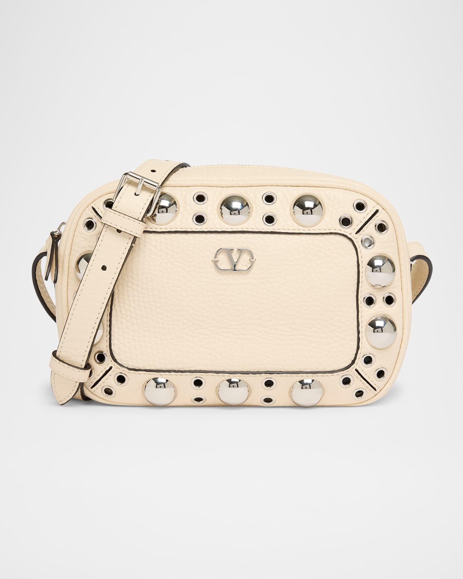 Nellcote Studded Leather Camera Crossbody Bag | Neiman Marcus