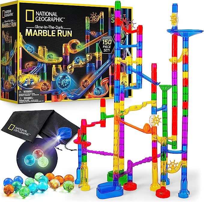 NATIONAL GEOGRAPHIC Glowing Marble Run – 150 Piece Construction Set with 30 Glow in the Dark Gl... | Amazon (US)