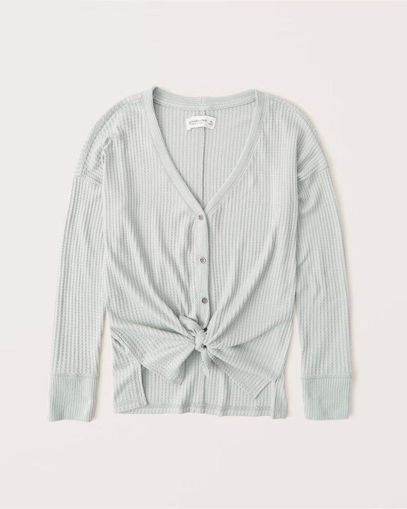 Cozy Waffle Button-Up Top | Abercrombie & Fitch (US)