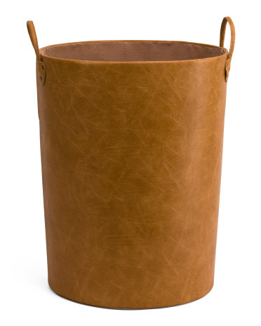 Distressed Faux Leather Laundry Floor Bin | TJ Maxx
