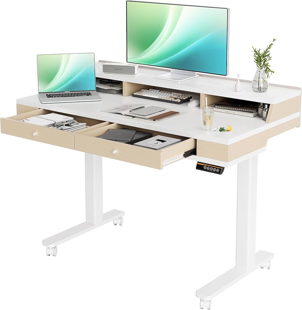 Standing Desk with Drawers, Electric Adjustable Standing Desk Adjustable Height, Sit Stand Up Des... | Amazon (US)