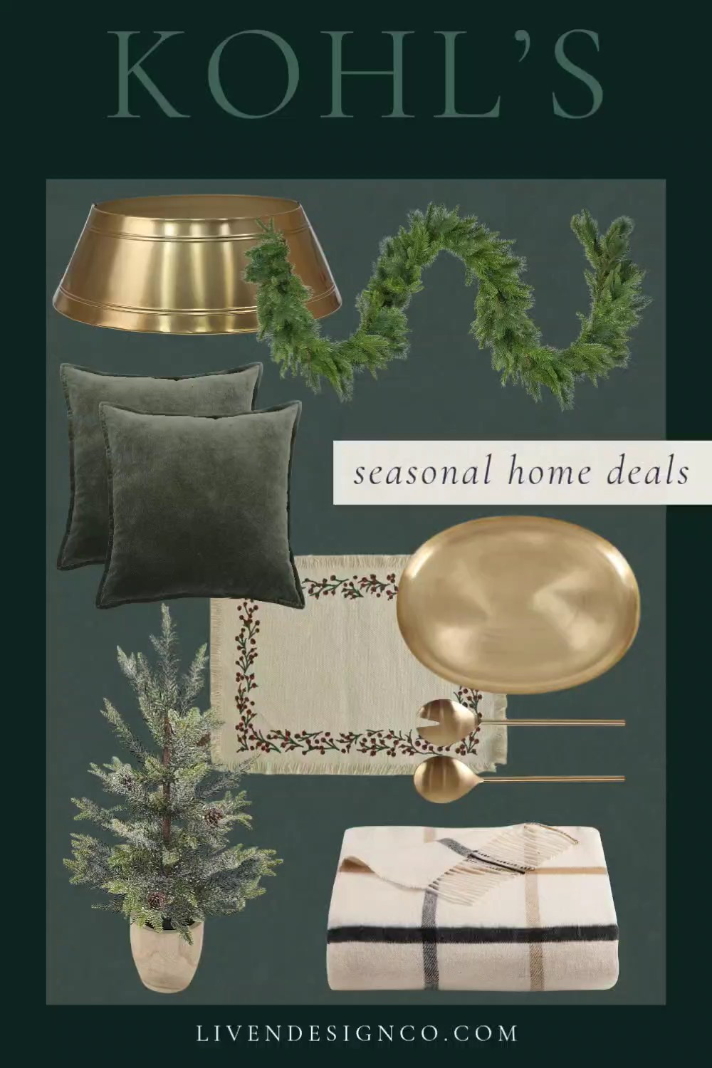 Kohl's black Friday deals for the home. Holiday decor. Home decor. Christmas decor. Garland. Tabletop tree. Tree collar. Holiday table setting. Tablescape. Velvet throw pillows. Entertaining. 

#LTKCyberWeek #LTKHoliday #LTKHome