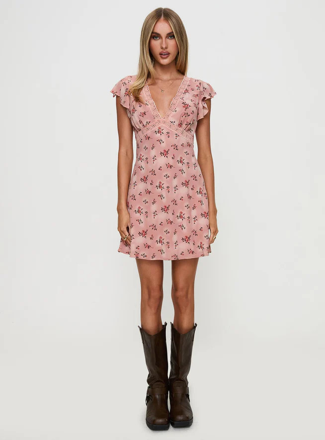 Aurianna Mini Dress Pink Floral | Princess Polly US