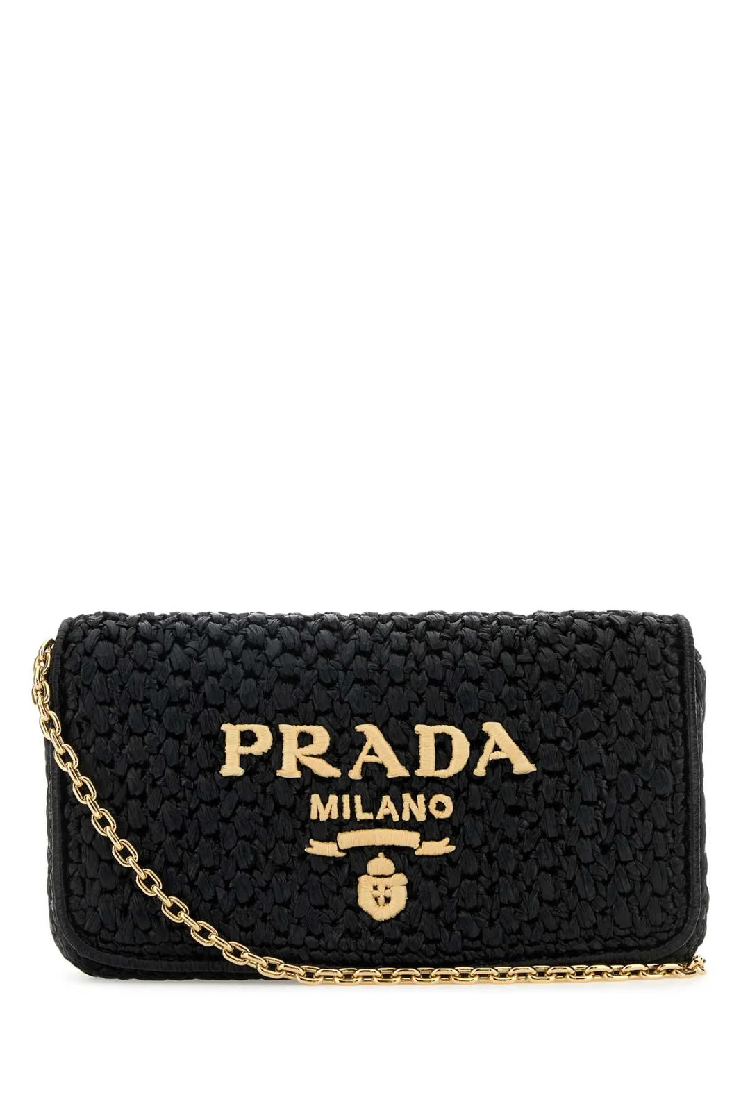 Prada Logo-Embroidered Chain-Linked Crochet Shoulder Bag | Cettire Global