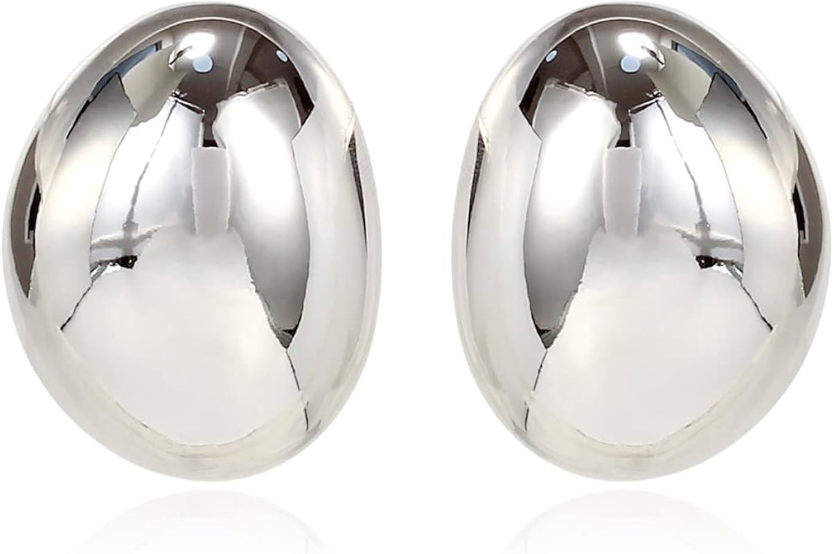 Chunky Gold Hoop Statement Earrings for Women Thick 18k Gold Plated Oversized Open Hoops 925 Ster... | Amazon (US)