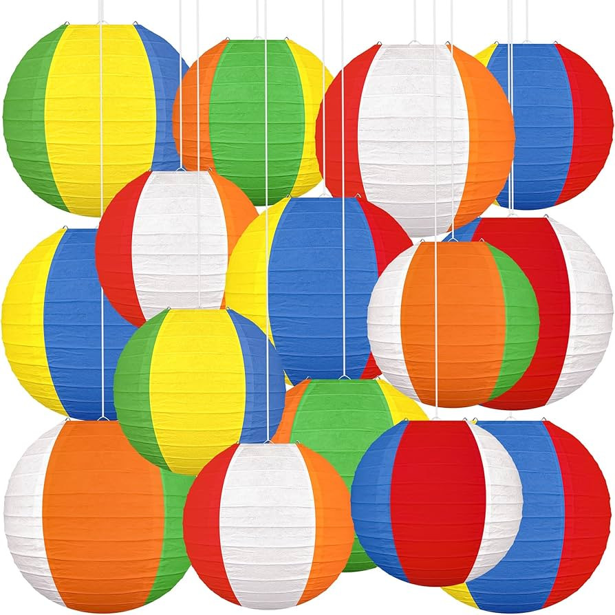 15PCS Beach Balls Paper Lanterns Bulk Pool Summer Luau Hawaiian Tropical Hanging Party Decoration... | Amazon (US)