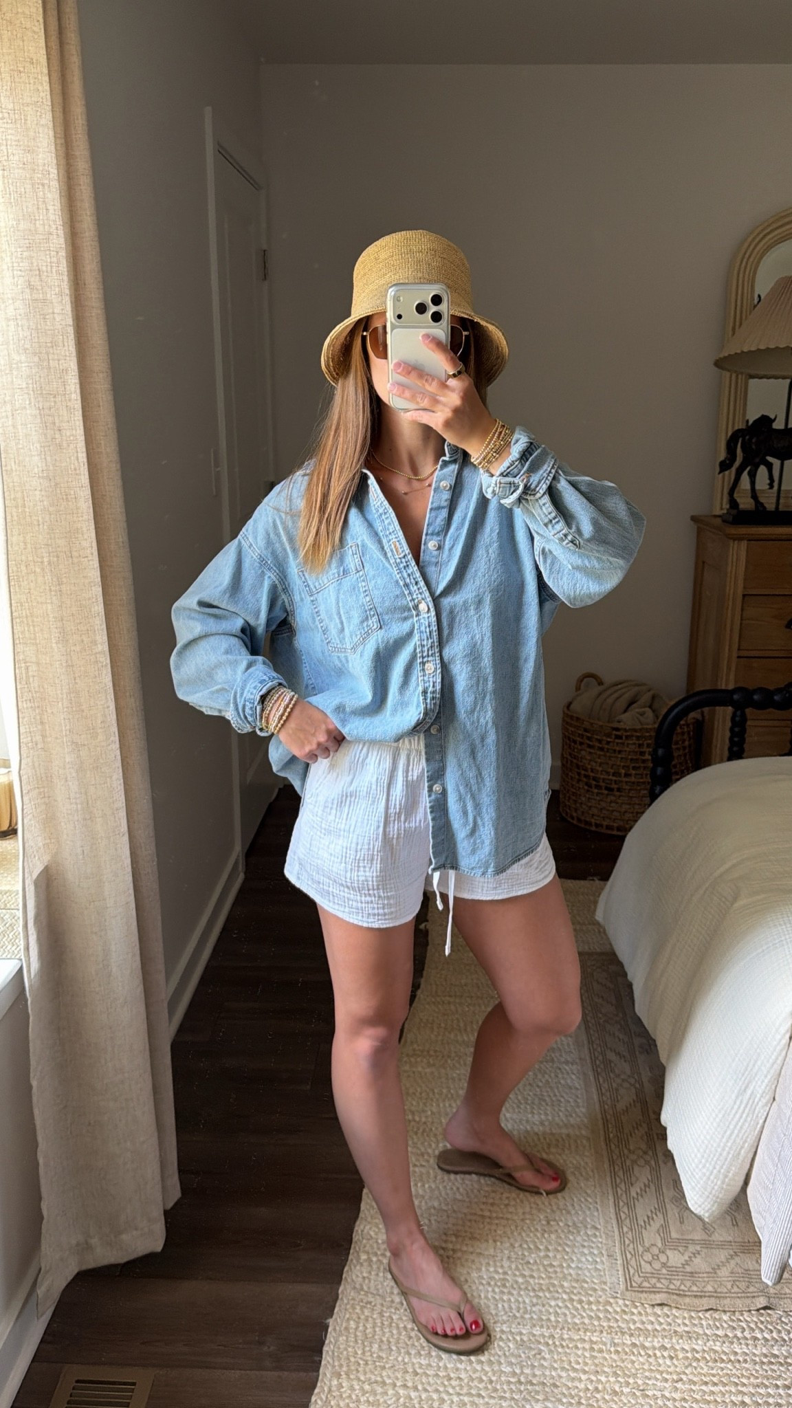6/20/26 Summer Pool Day Outfit

An easy poolside outfit for hot summer days 🤍 wearing my oversized Aritzia denim button-up (size S for an intentionally oversized fit) with lightweight Aritzia muslin shorts, TKEES sandals, and my Lack of Color bucket hat. I also linked the Monday Swimwear bikini I’m wearing underneath. Everything I can link is linked here for effortless summer outfit inspiration ✨

#LTKootd #LTKSeasonal #LTKSwim