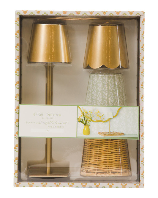 14x4.5 Rechargeable Lamp With 4 Interchangeable Shades | TJ Maxx
