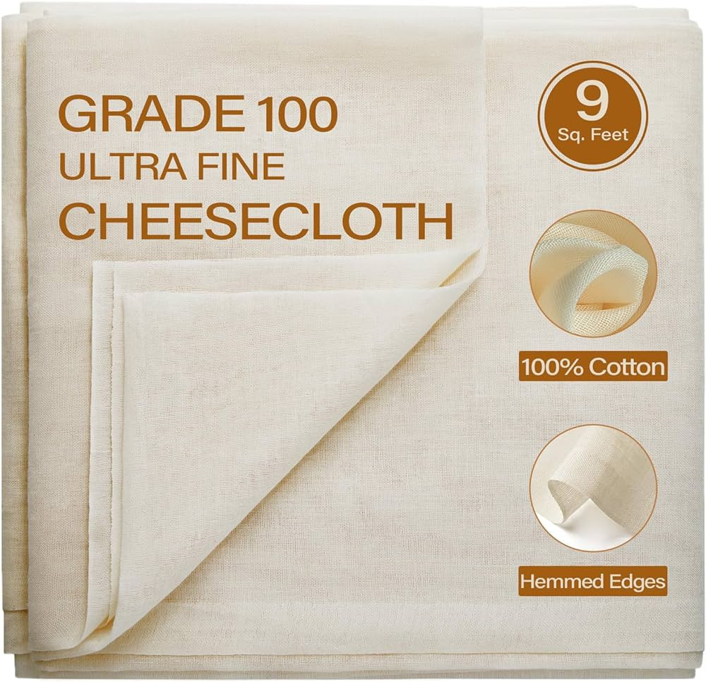 Cheesecloth, 9 Square Feet Grade 100 Cheese Cloths for Straining Reusable, Washable, Lint Free an... | Amazon (US)