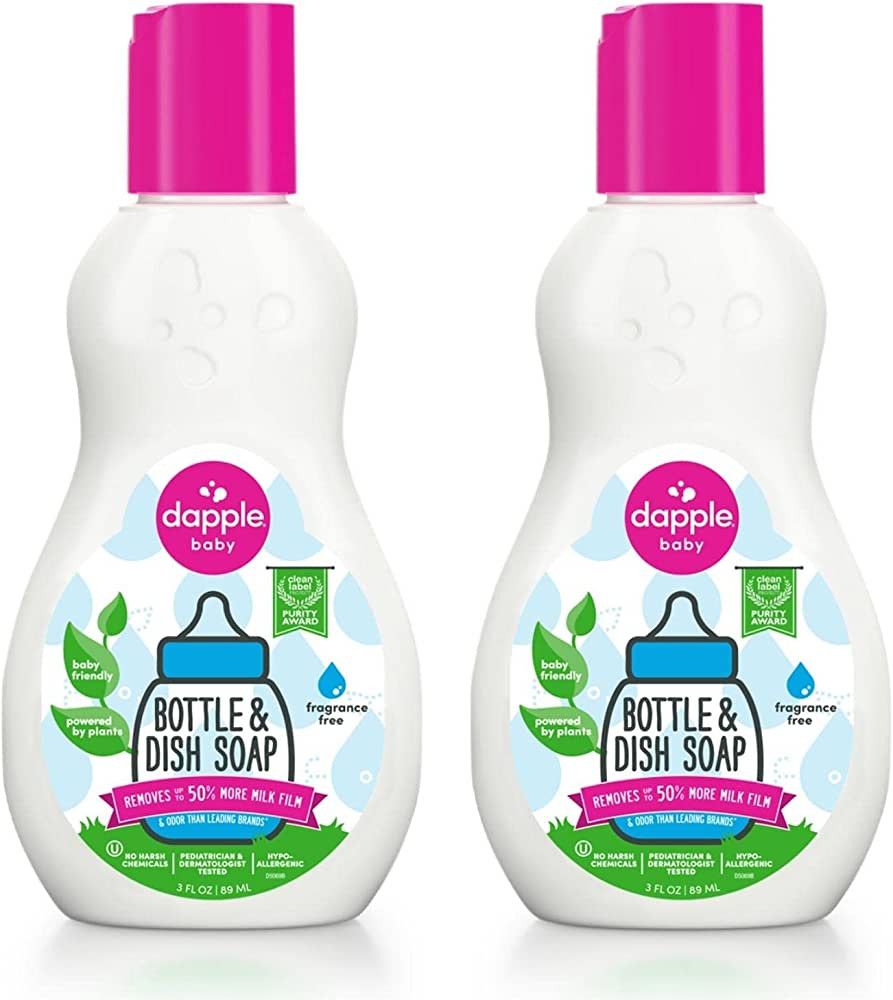 dapple Bottle and Dish Soap Baby, Hypoallergenic, Plant-Based, Fragrance Free, 3 Fl Oz (Pack of 2... | Amazon (US)