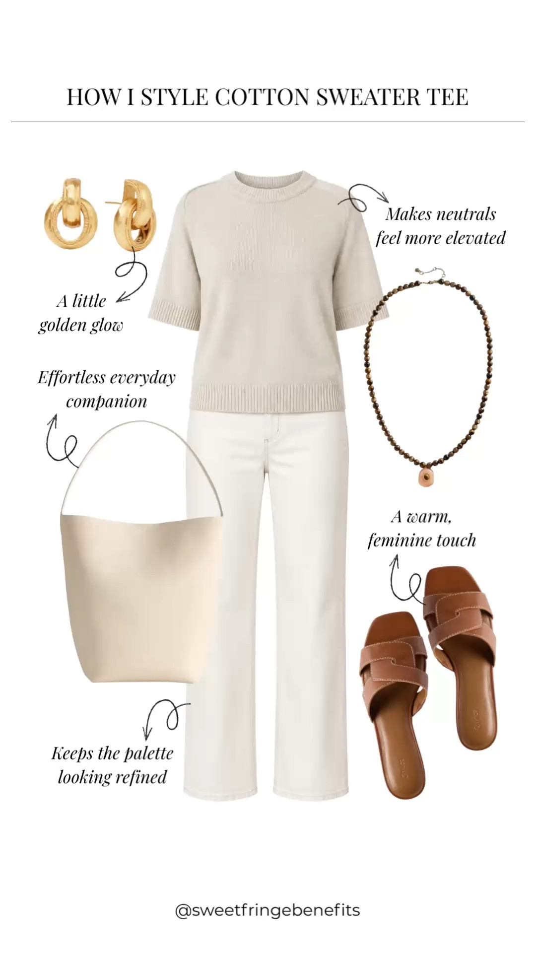I have to say, I really like a good all-neutral outfit, especially when the pieces have a little texture to them. The sweater and white pants keep it simple, and those brown sandals and bag warm everything up.

#LTKgrwm #LTKdayinmylife #LTKootd