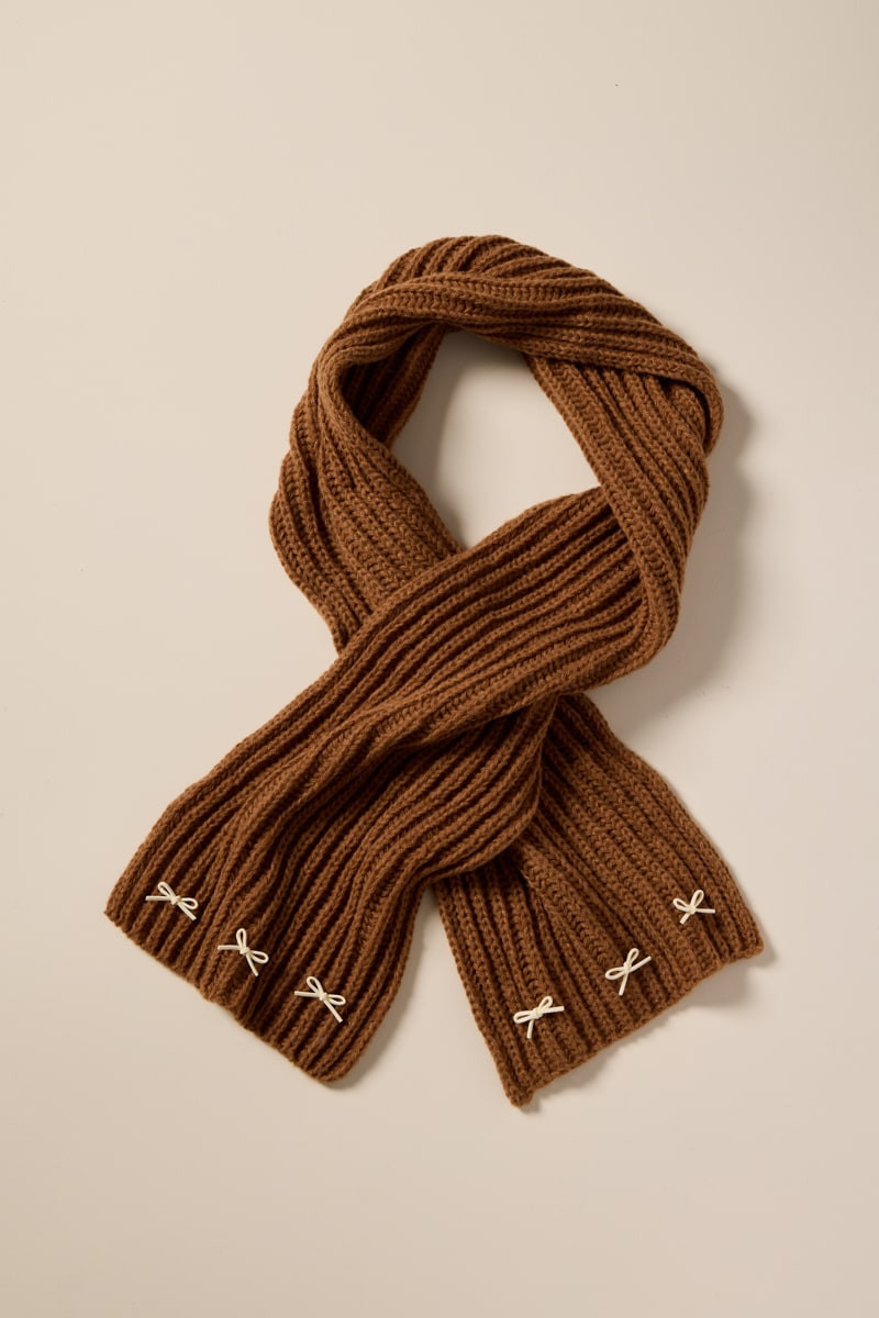 Wren Knit Scarf with Bows | Francesca's