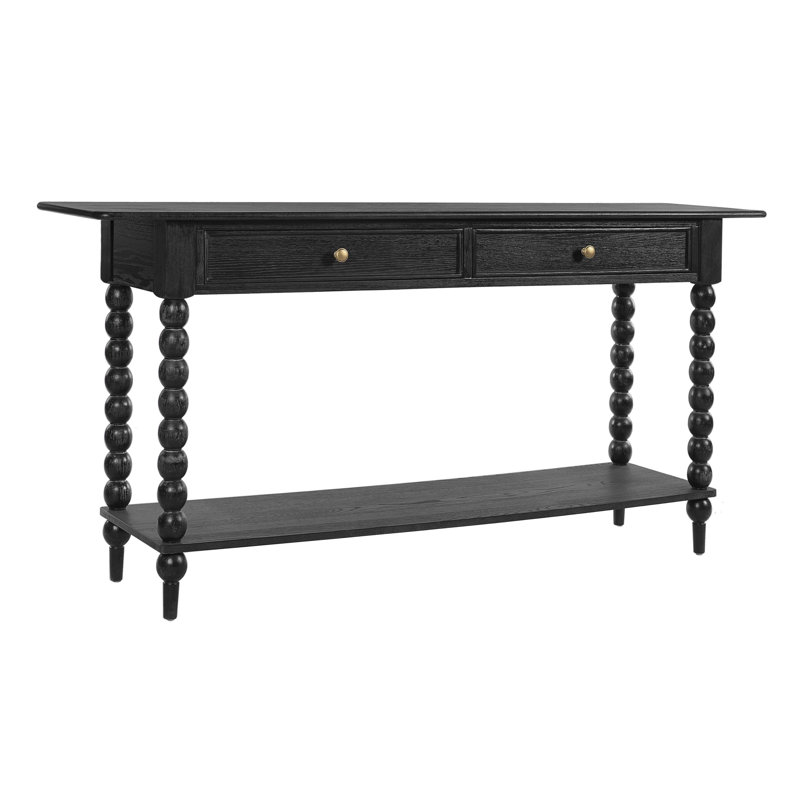 Liora Retro Console Table With 2 Drawers, Shelf, And Spherical Column Legs | Wayfair North America