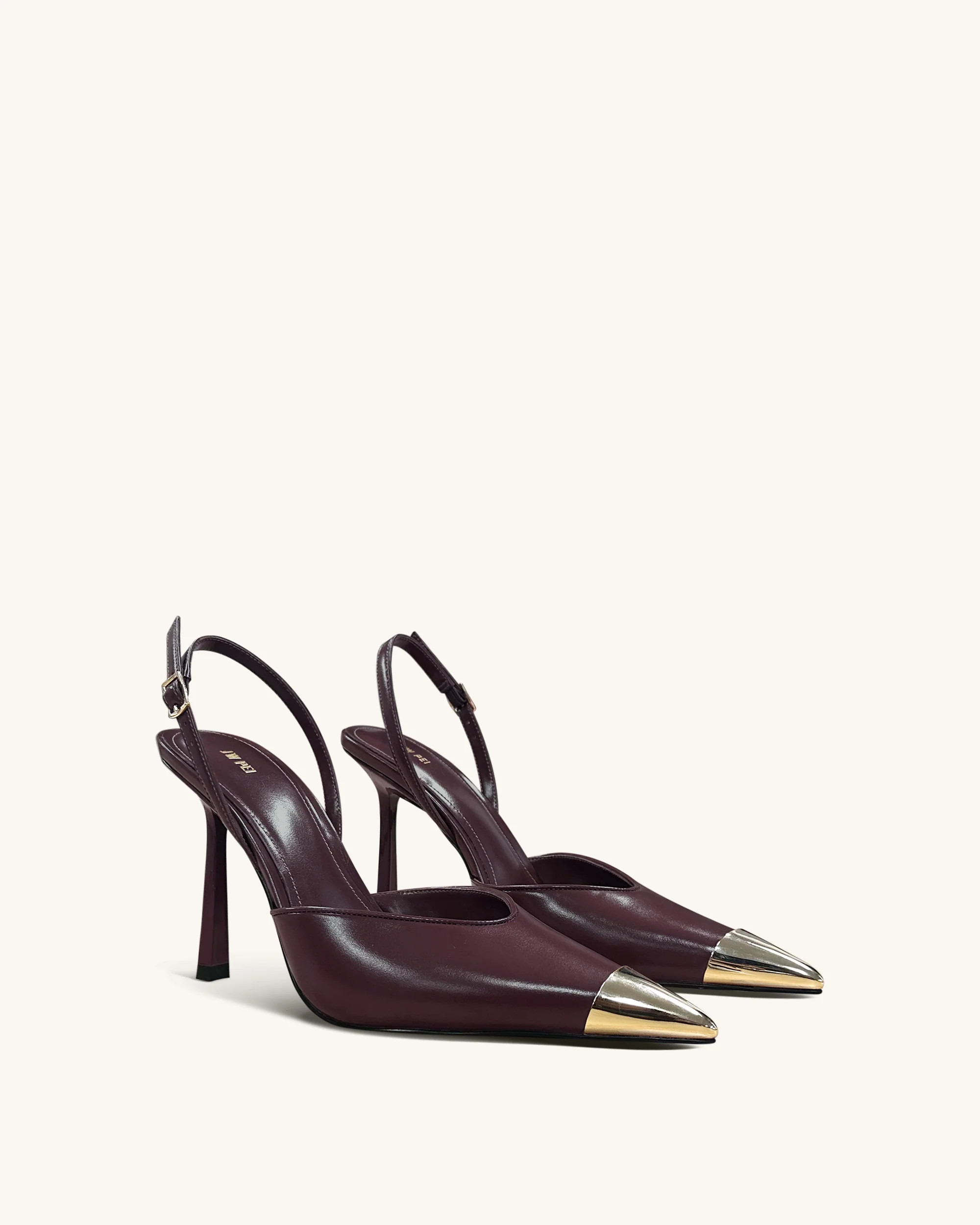 Savannah Gold Tipped Slingback Pumps - Burgundy | JW PEI US