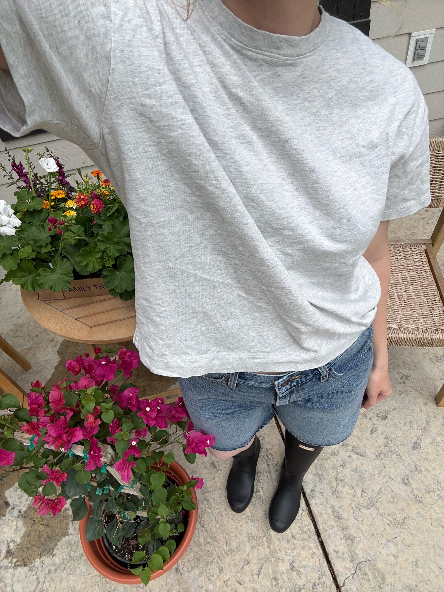 gardening outfit! wearing a large in tee for oversized fit and sized up 2 postpartum in these loose fit denim shorts

#LTKootd #LTKdayinmylife #LTKmomlife