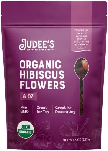 Judee's Organic Hibiscus Flowers 8 oz - Non-GMO - Gluten-Free and Keto-Friendly - Add to Tea and ... | Amazon (US)