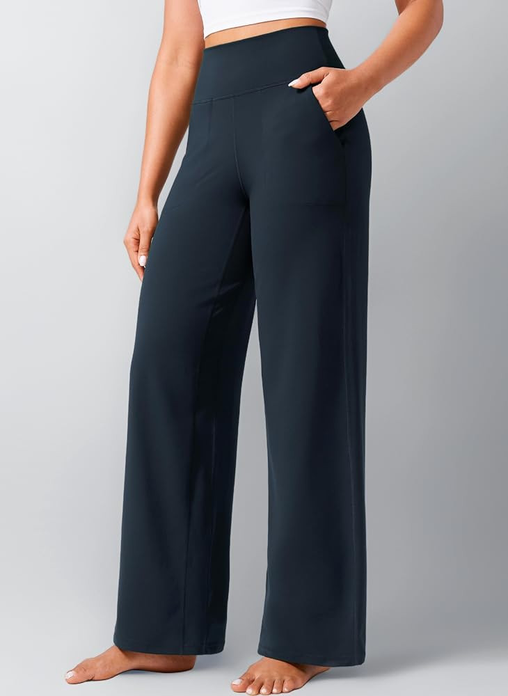 CRZ YOGA Butterlift Wide Leg Trousers with Pockets Sweatpants for Women - 29"/31"/33" High Waist ... | Amazon (UK)