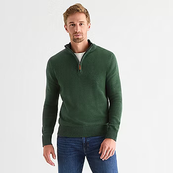 St. John's Bay Mens Mock Neck Long Sleeve Quarter-Zip Pullover Sweater - JCPenney | JCPenney