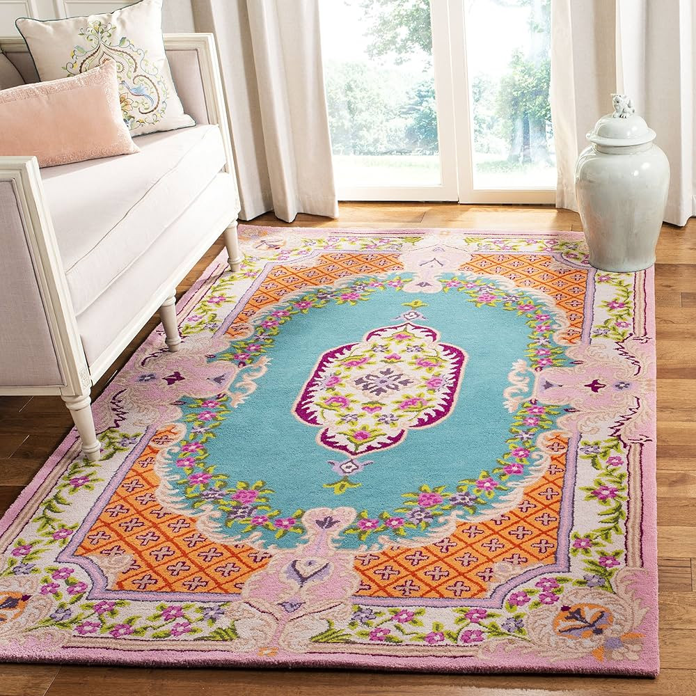 SAFAVIEH Bellagio Collection Accent Rug - 3' x 5', Blue & Pink, Handmade Medallion Wool, Ideal fo... | Amazon (US)