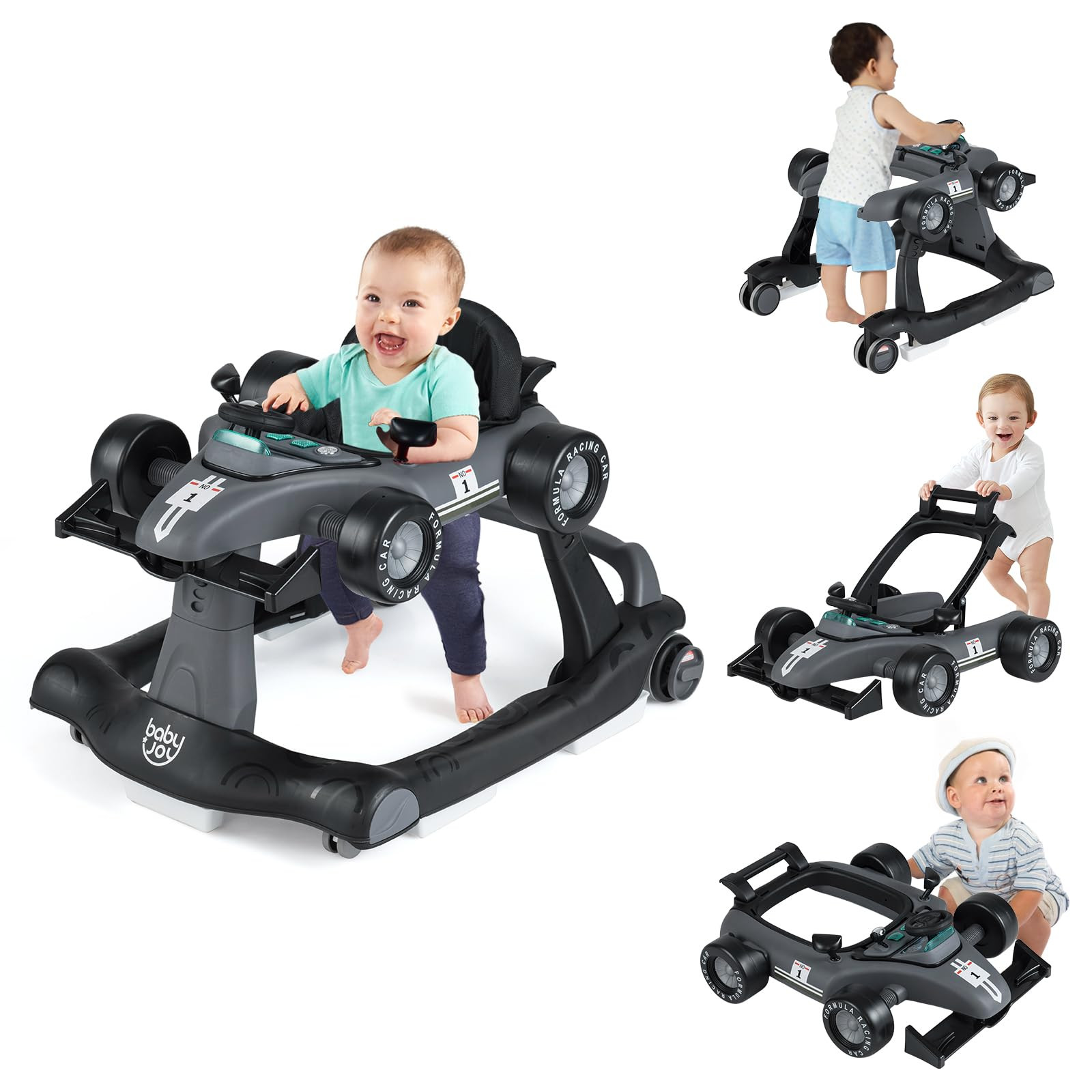 BABY JOY 4-in-1 Baby Walker, Foldable Activity Walker with Adjustable Height & Speed, Music, Ligh... | Amazon (US)