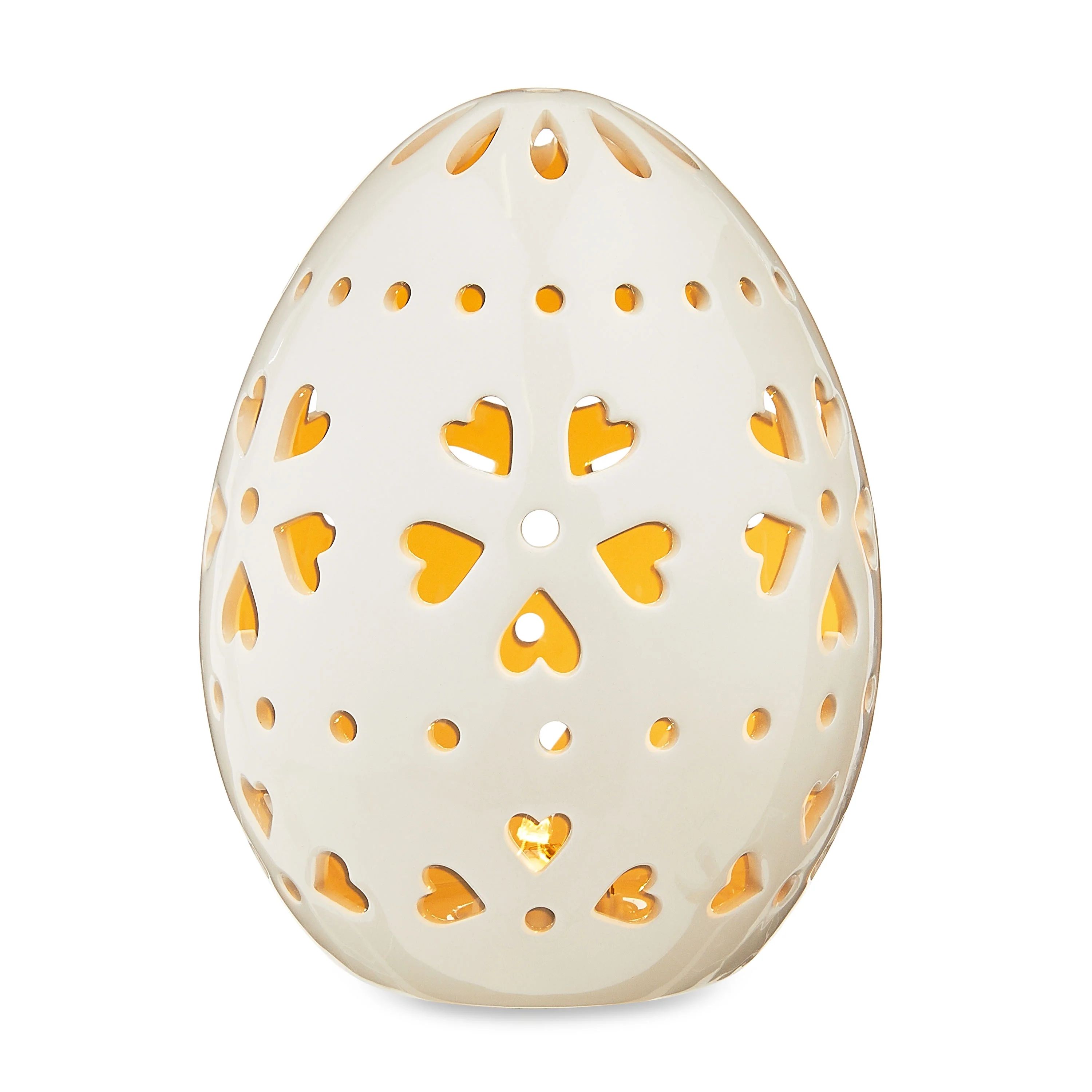 Easter White Ceramic Egg LED Decor, 6 in, by Way To Celebrate - Walmart.com | Walmart (US)
