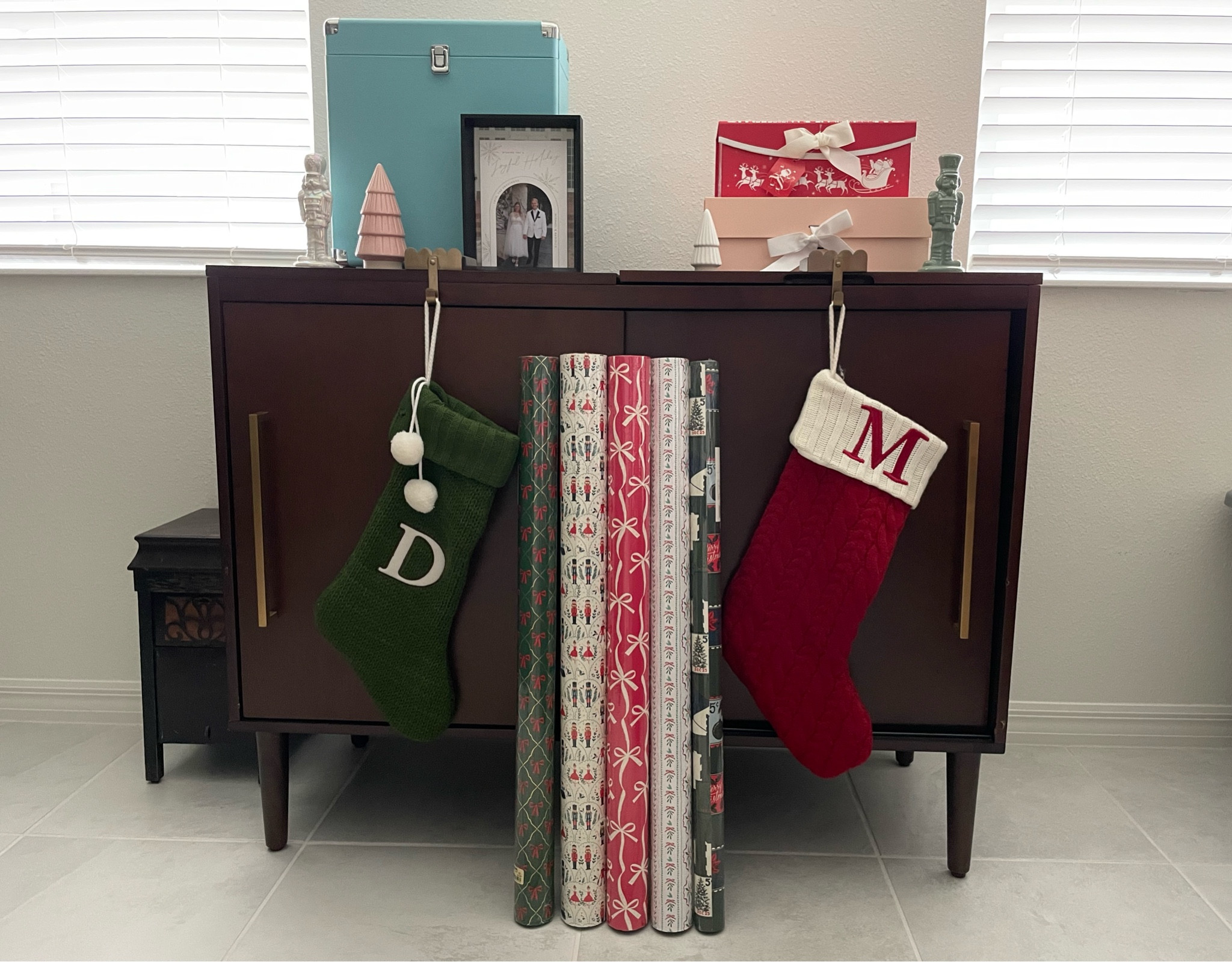 Classic monogrammed stockings and vintage wrapping paper  

#LTKHoliday