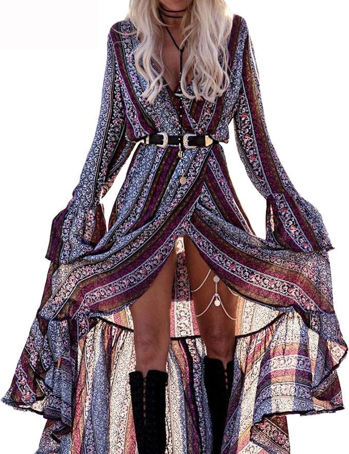 R.Vivimos Womens Summer Long Sleeve Cardigan Sexy Maxi Dresses | Amazon (US)