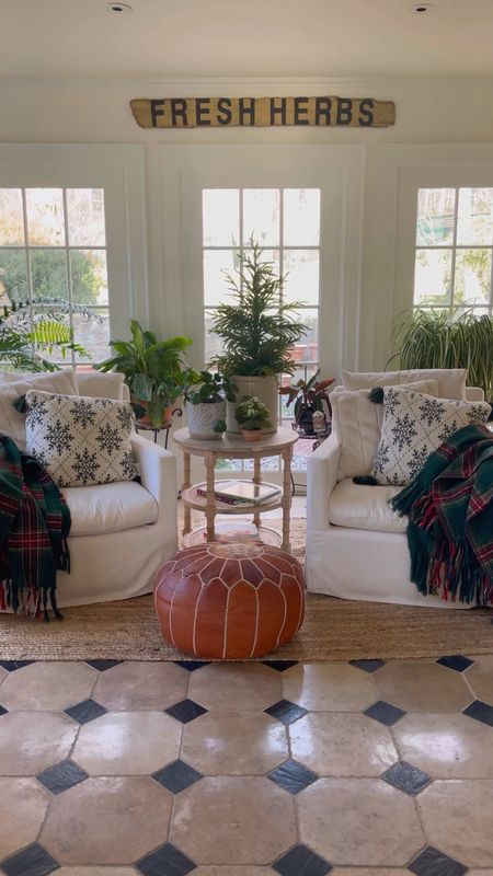 Subtle Christmas decorating in the sunroom 🌲🪴✨

Farmhouse, boho farmhouse, jute area rug, throw pillows, Norfolk pine tree, houseplants, accent chairs, tiered side table, poof ottoman 

#LTKSeasonal #LTKhome #LTKHoliday