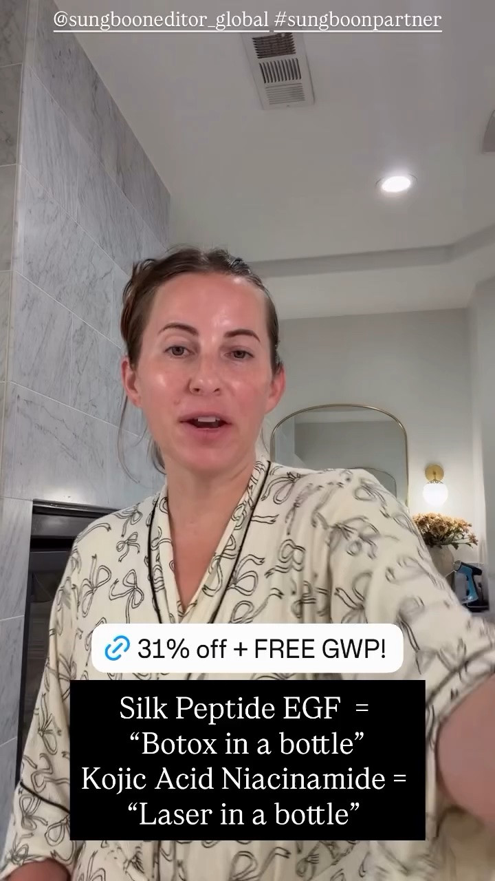 Silk Peptide EGF =
 “Botox in a bottle”
Kojic Acid Niacinamide = “Laser in a bottle” @sungbooneditor_global #sungboonpartner