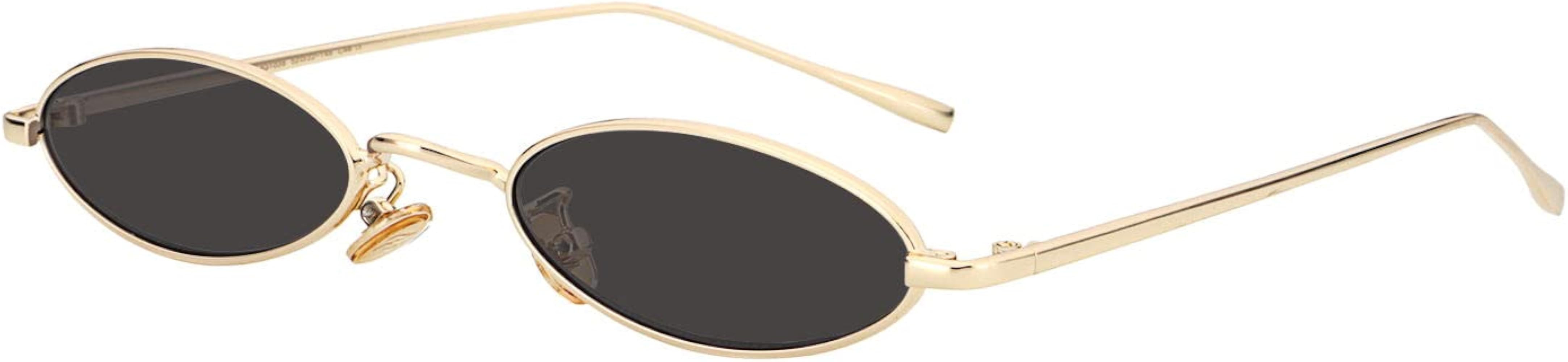 MEETSUN Vintage 90s Small Oval Sunglasses For Women Men Metal Frames Designer Gothic Glasses | Amazon (US)