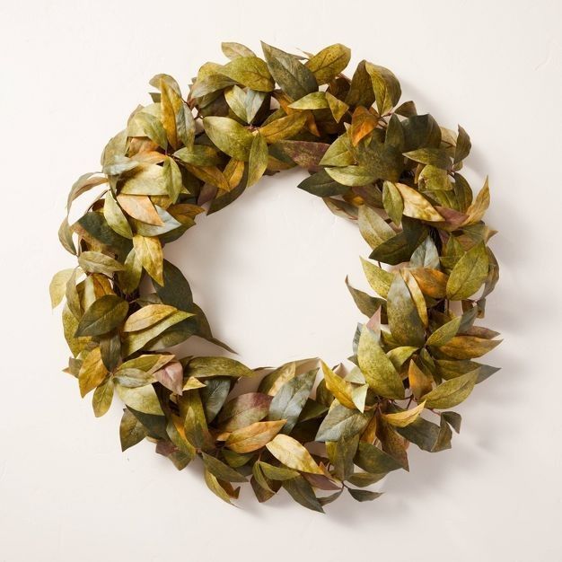 24" Faux Bay Leaf Wreath - Hearth & Hand™ with Magnolia | Target