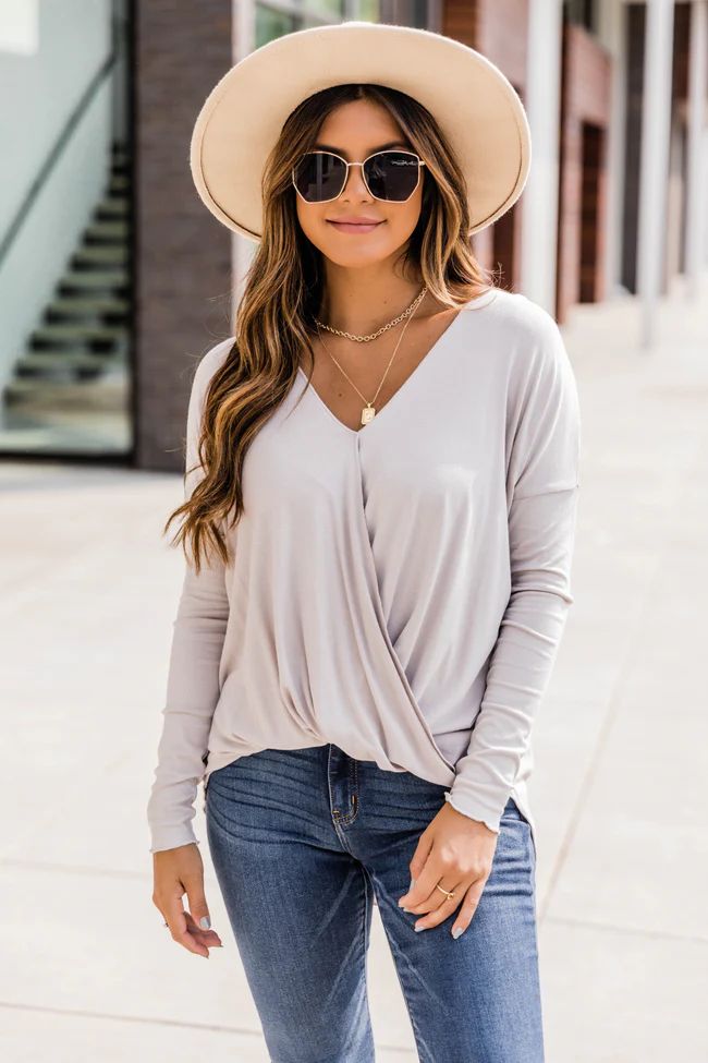 Keep On Searching For Love Taupe Blouse FINAL SALE | The Pink Lily Boutique