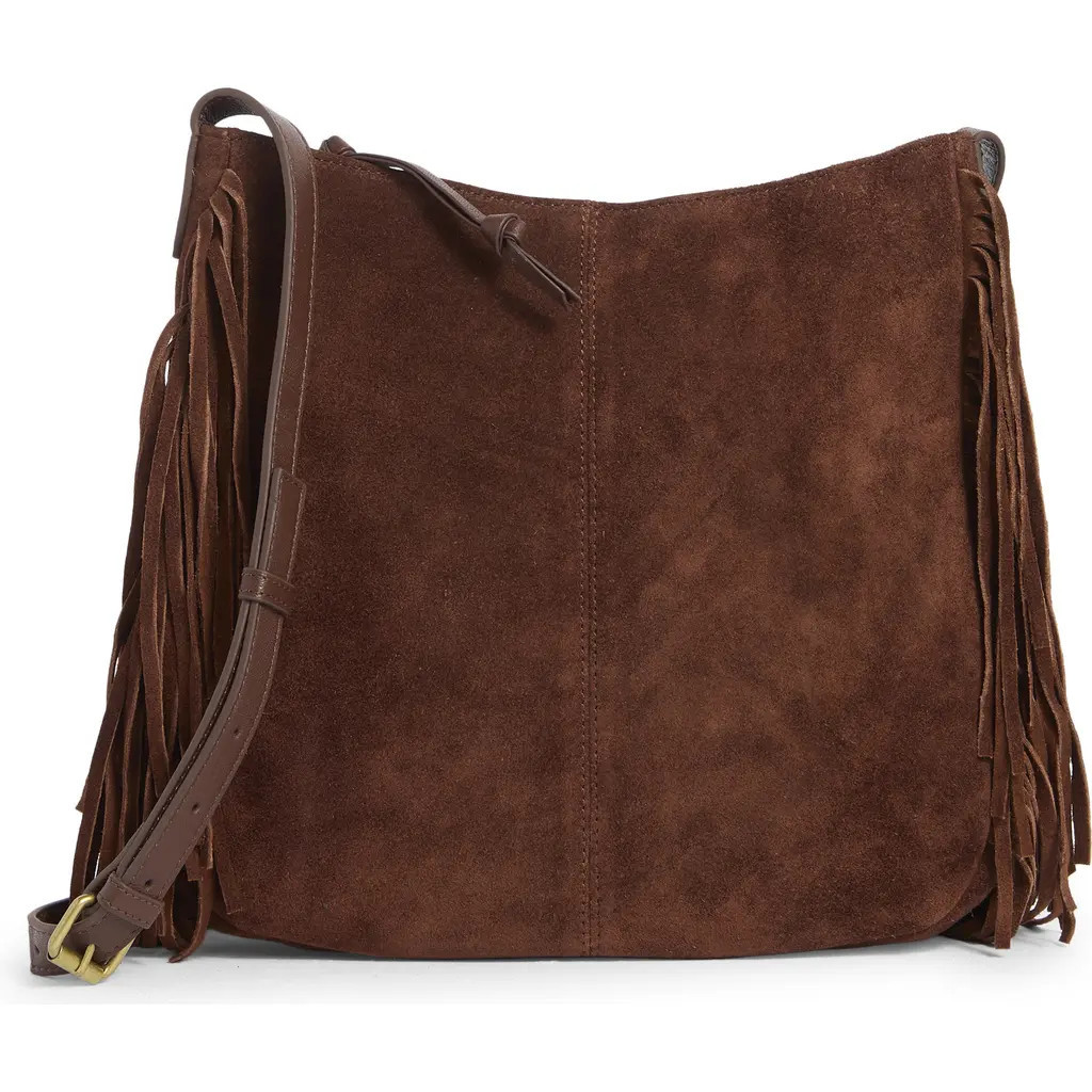 Lucky Brand Bran Nyra Suede Fringe Crossbody Bag in Dark Cappuccino at Nordstrom Rack | Nordstrom Rack