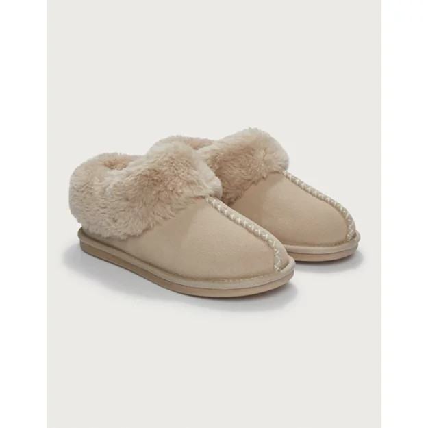 Suede Fur Trim Boot Slippers | The White Company UK & ROW
