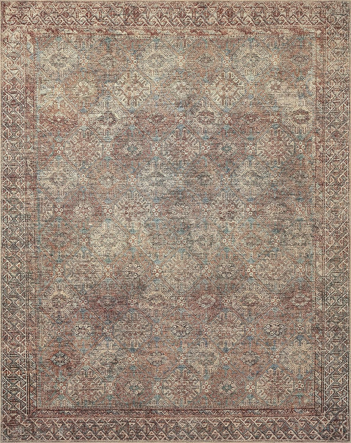Amber Lewis x Loloi Billie Collection BIL-04 Aqua / Rust 6'-0" x 9'-0" Area Rug | Amazon (US)