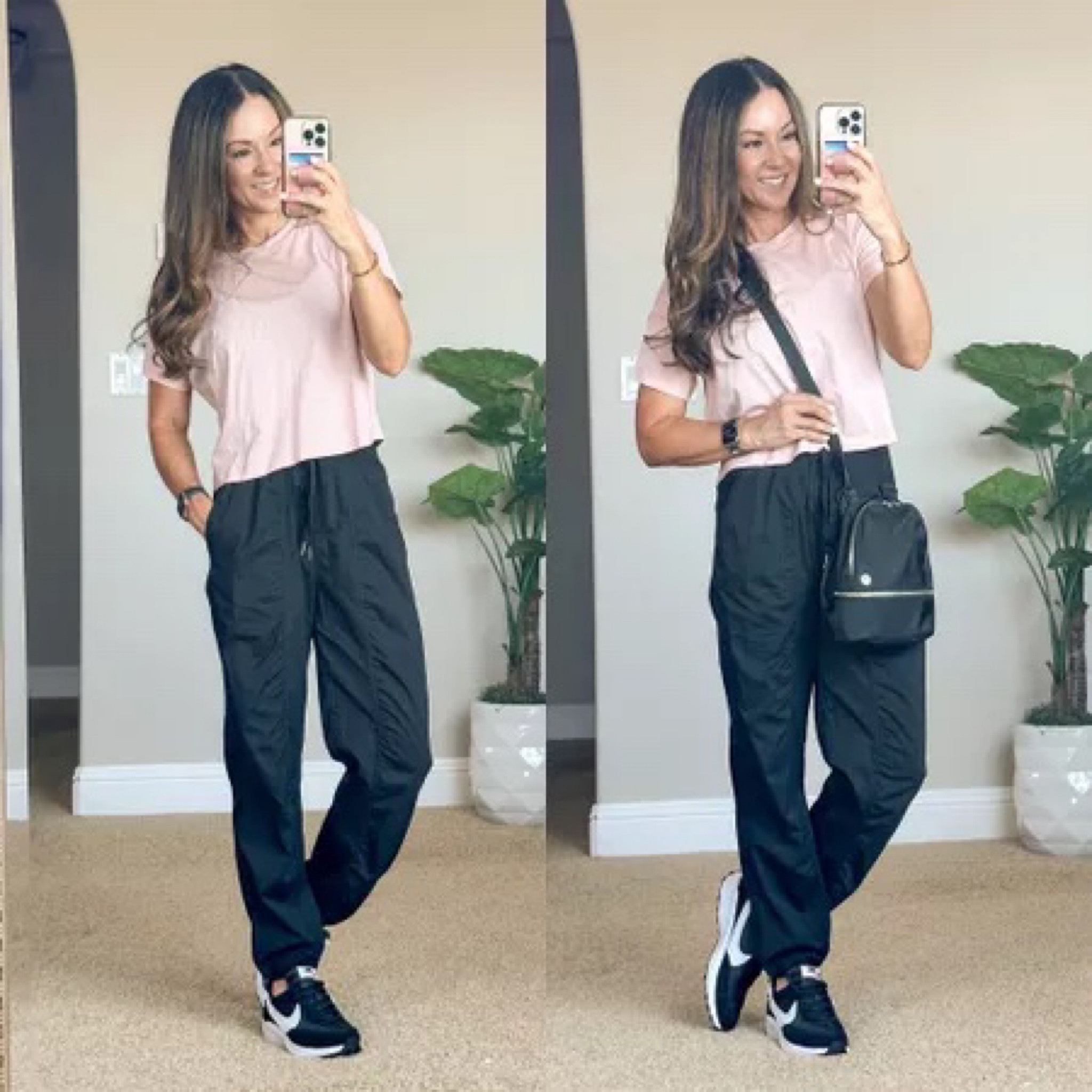 Sale on Joggers 10% off & Sneakers (on sale + save 20% code SCHOOL20 + free shipping | Activewear style athleisure outfit | nylon joggers small (tad big on me, I’m typically an XS) | crop top xs cinnamon ash | bee apple watchbands | the best no show socks | Nike waffle debut black sneakers go up a 1/2 size. Mom style | workout clothes

#LTKFitness #LTKsalealert #LTKunder50