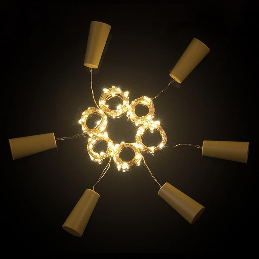 Wine Bottle Lights with Cork 20 LED Copper Wire String Lights, Pack of 6 Battery Operated Starry Str | Amazon (US)