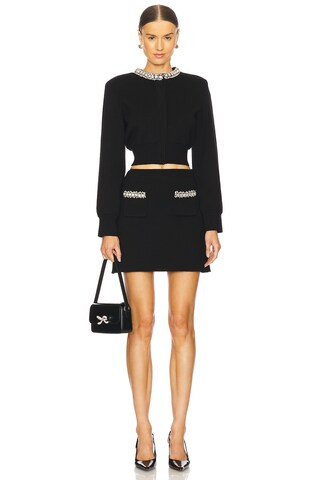 self-portrait Knit Embellished Mini Skirt in Black from Revolve.com | Revolve Clothing (Global)
