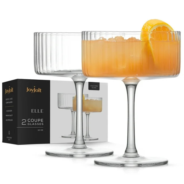 Elle Ribbed Stemmed Coupe Martini Clear [Set of 2] - Walmart.com | Walmart (US)
