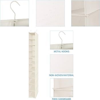 MAX Houser 10-Shelf Hanging Shoe Shelf Organizer, Hanging Shoe Storage for Closet (Beige) | Amazon (US)