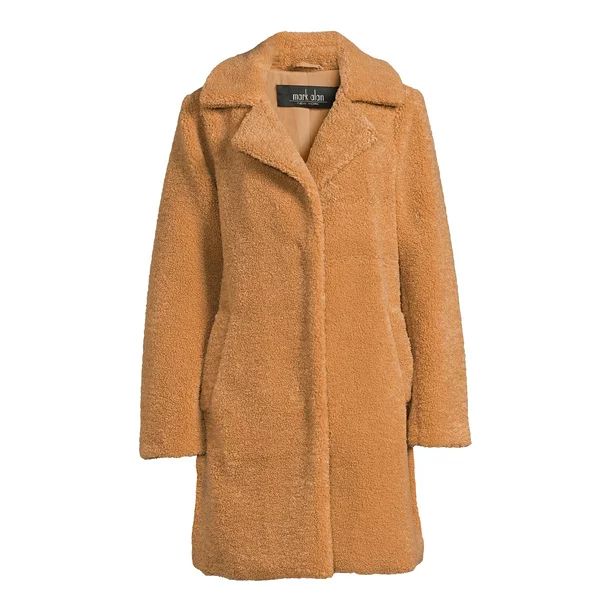 Mark Alan Women’s Long Single-Breasted Faux Sherpa Coat - Walmart.com | Walmart (US)