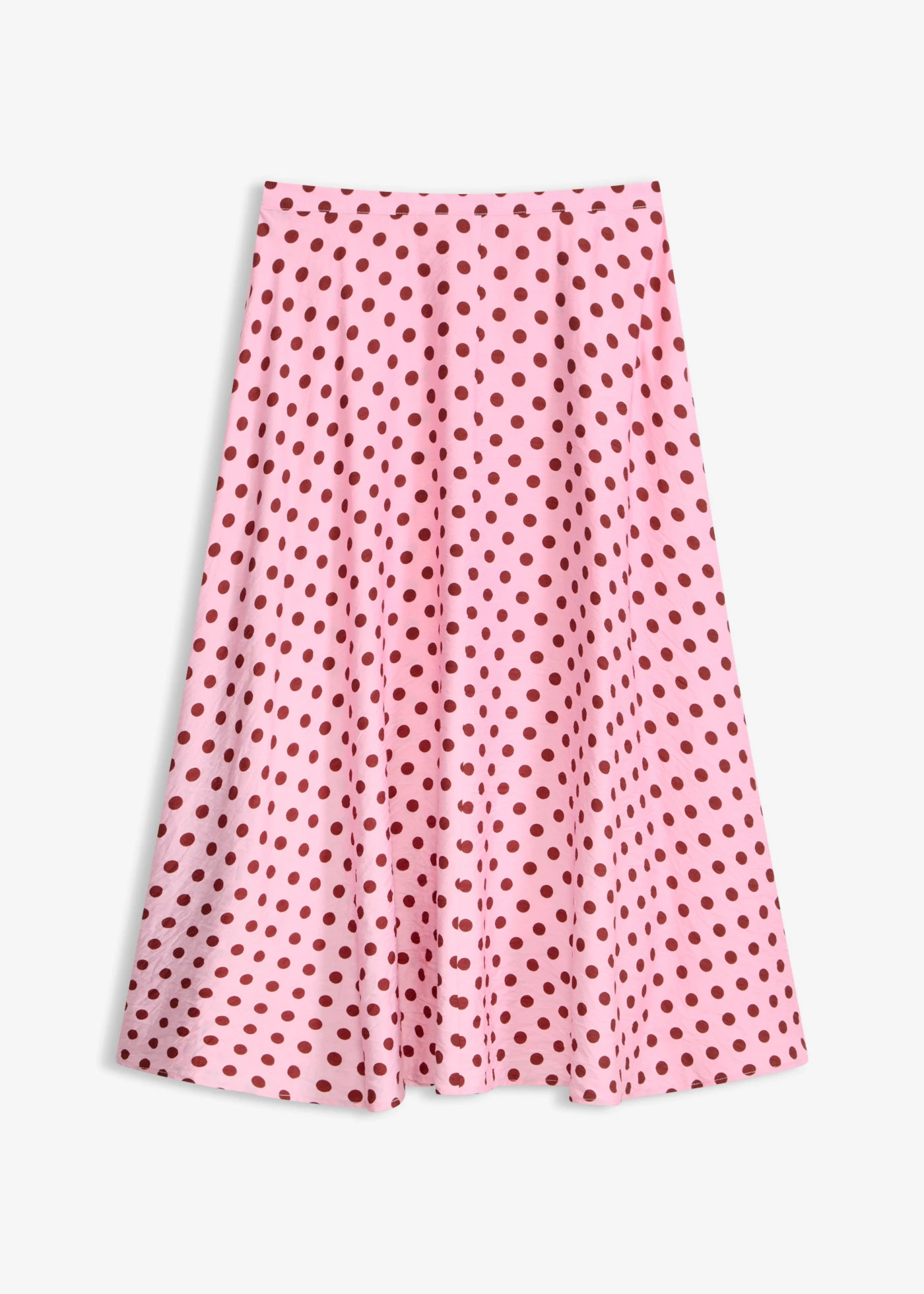 Midi rok van een soepele viscosemix roze-robijnrood gestippeld | Bonprix NL (Influencer)