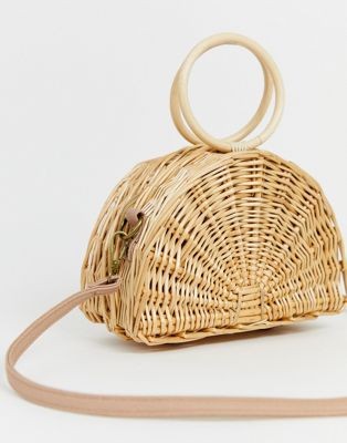South Beach – Exklusive Halbmond-Tasche aus Stroh mit rundem Griff und Trageriemen | ASOS DE