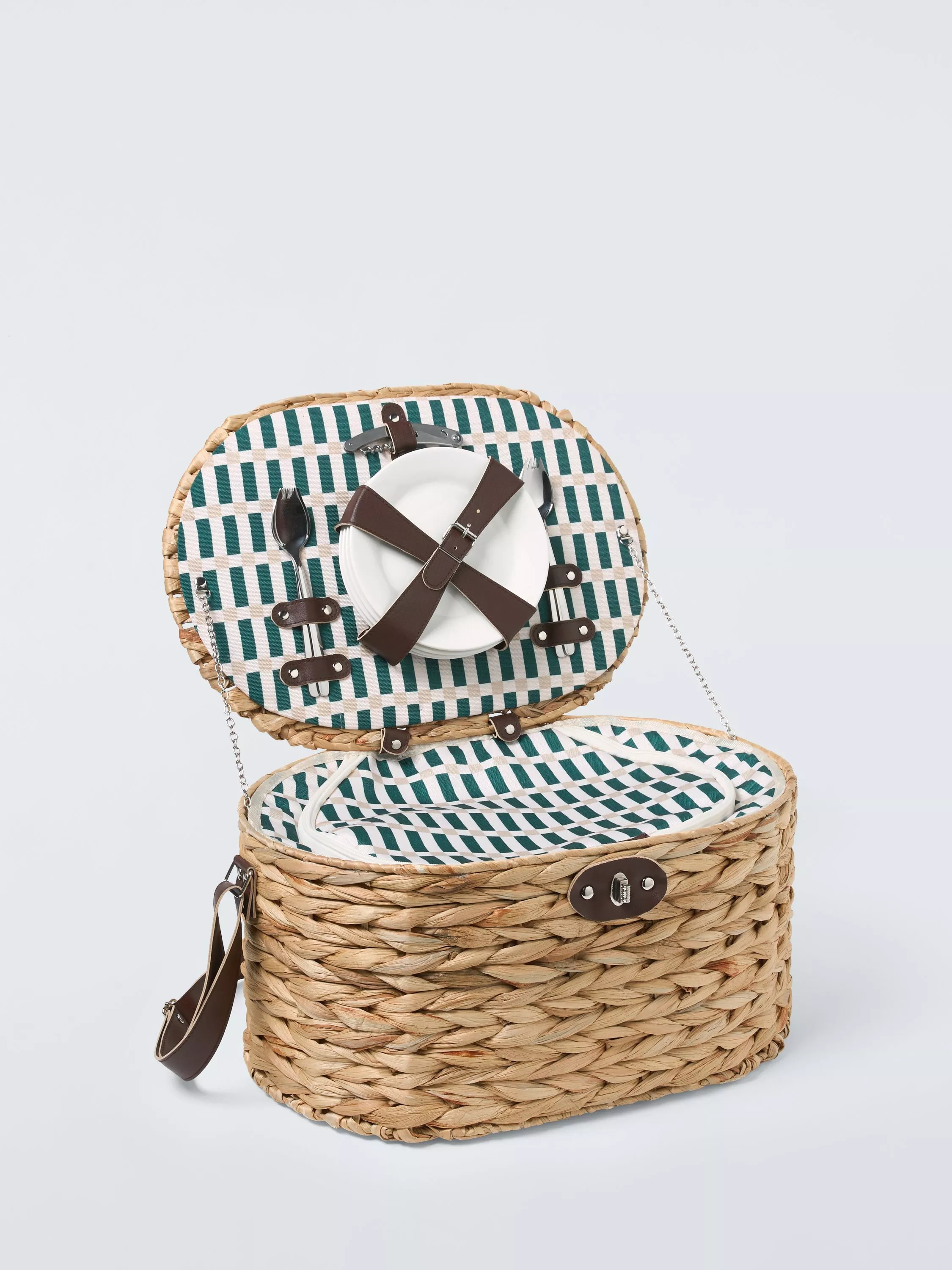 John Lewis Modern Rustic Filled Woven Water Hyacinth Picnic Hamper, 4 Person | John Lewis (UK)