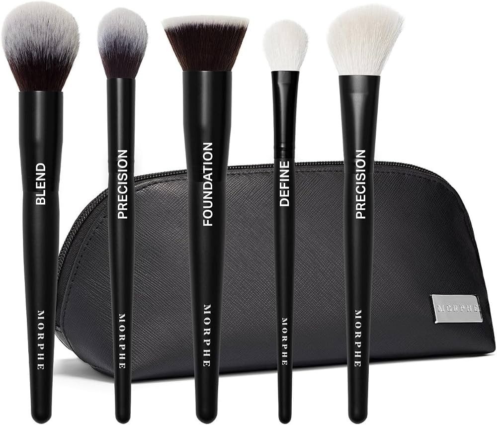 Morphe Face The Beat Makeup Brushes - 5 Piece Makeup Brush Set with Foundation, Blush, Contour & ... | Amazon (US)