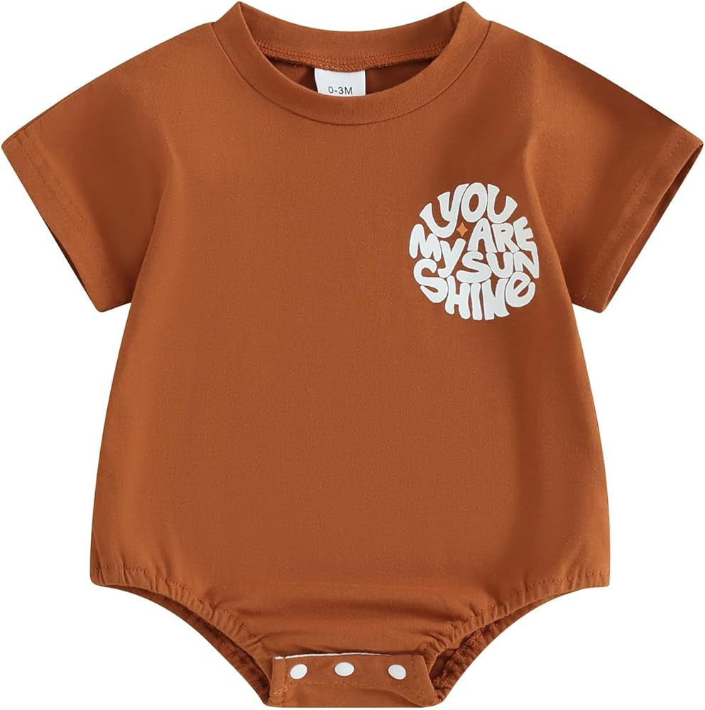 Bagilaanoe Newborn Baby Boy Summer Clothes Short Sleeve T-Shirt Romper Bodysuit Letter Printed On... | Amazon (US)